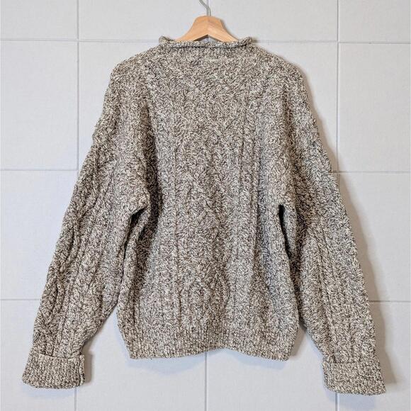 SOLD Vintage 90s chunky knit cotton & wool rolled neck sweater - Picture 5 of 6